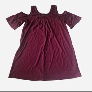 BeBop Burgundy Cold Shoulder Mini Dress